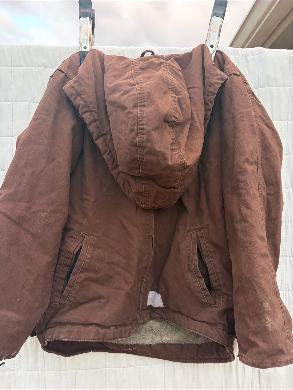 Schmidt workwear- YOUTH LARGE REGULAR- 14-16 -Hooded Work Jacket in Brown